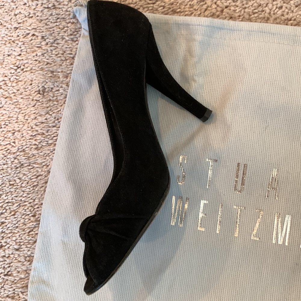 Stuart Weitzman Open Toe Suede Black Knot Detail … - image 7